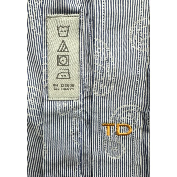 Thomas Dean Flip Cuff Button Up Shirt Multicolor Men's XL Long Sleeve Striped - Picture 5 of 9